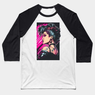 Synthwave Rockabilly Girl Baseball T-Shirt